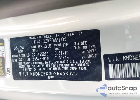 2025 Kia Carnival Mpv Sx Prestige from USA, damaged, VIN KNDNE5K30S6458925